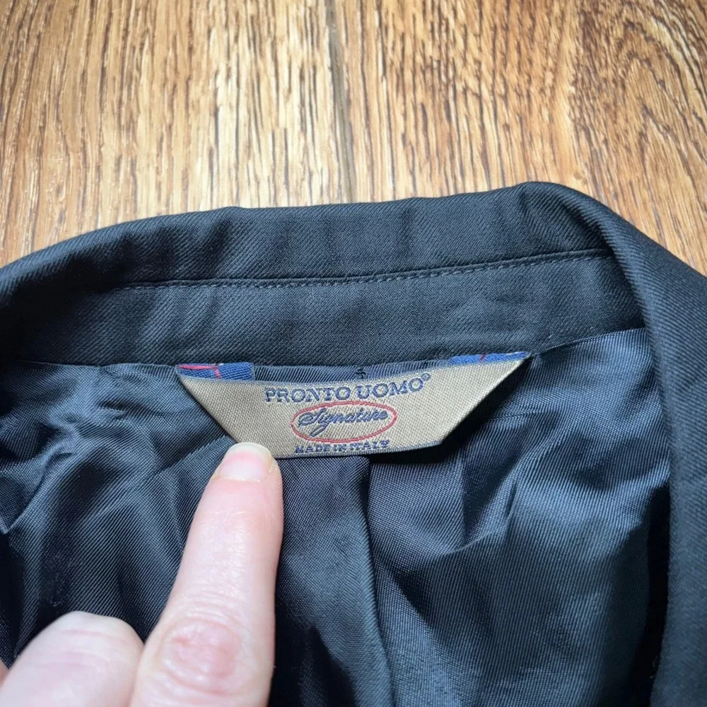 Pronto Uomo Signature Mens 46R Suit Jacket Black Super 120s Wool Made in Italy